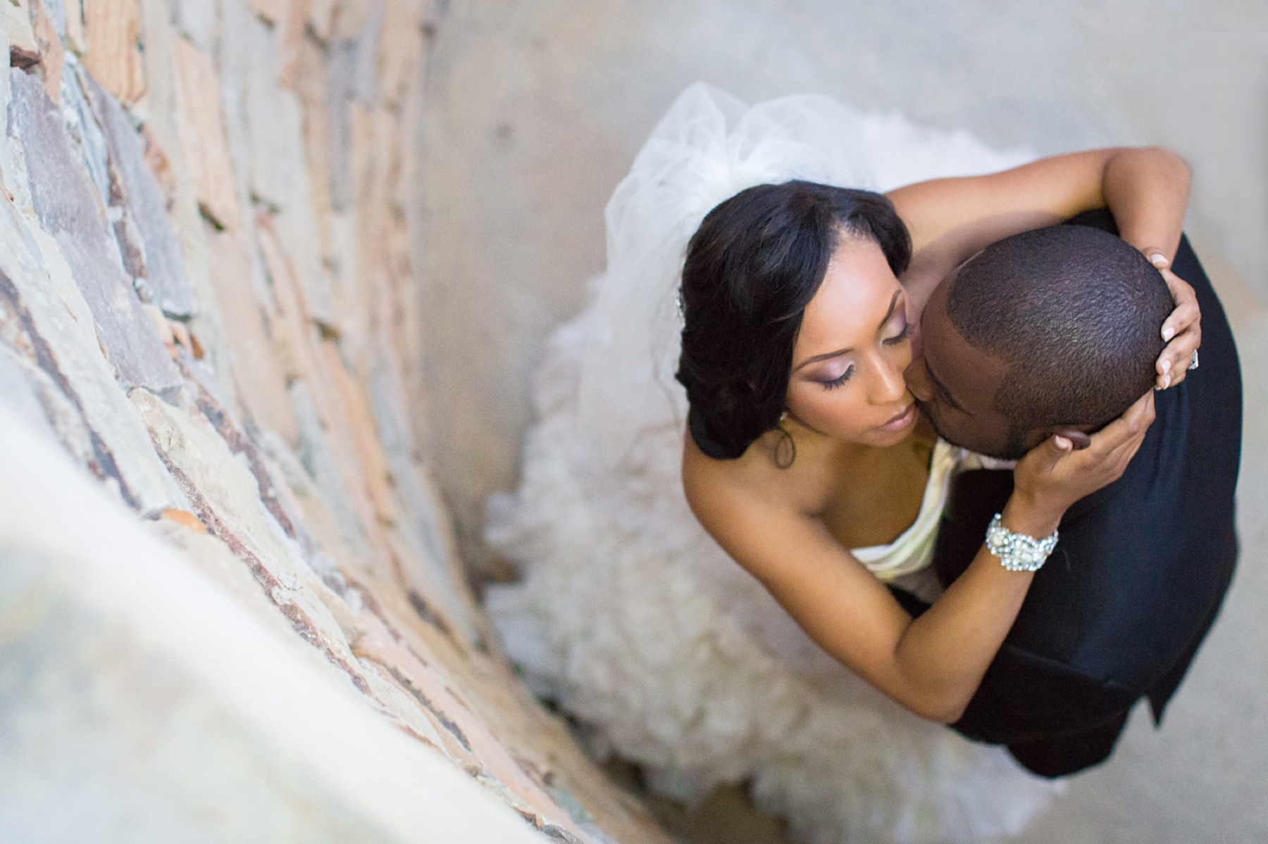 Bride and groom shot from above via Elle Danielle Photography