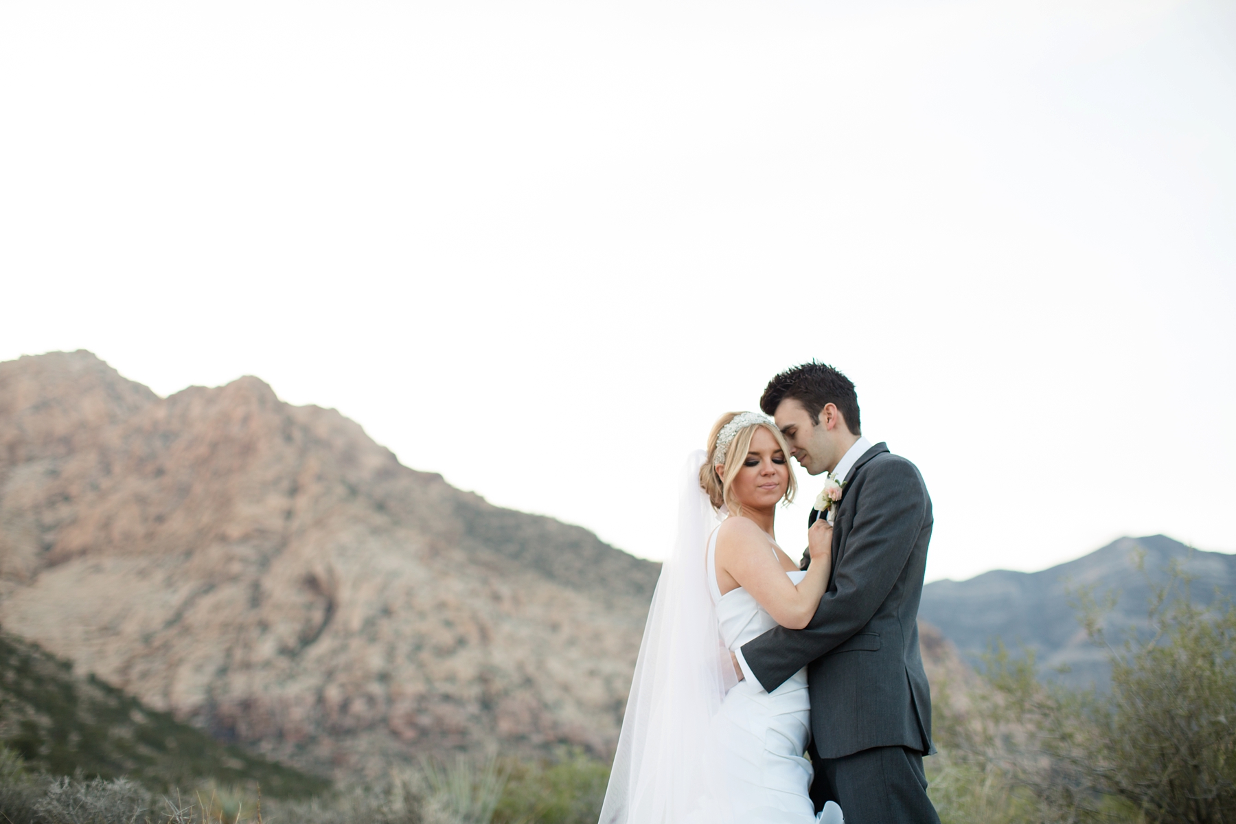 Bride and groom portrait in desert by Elle Danielle Photography