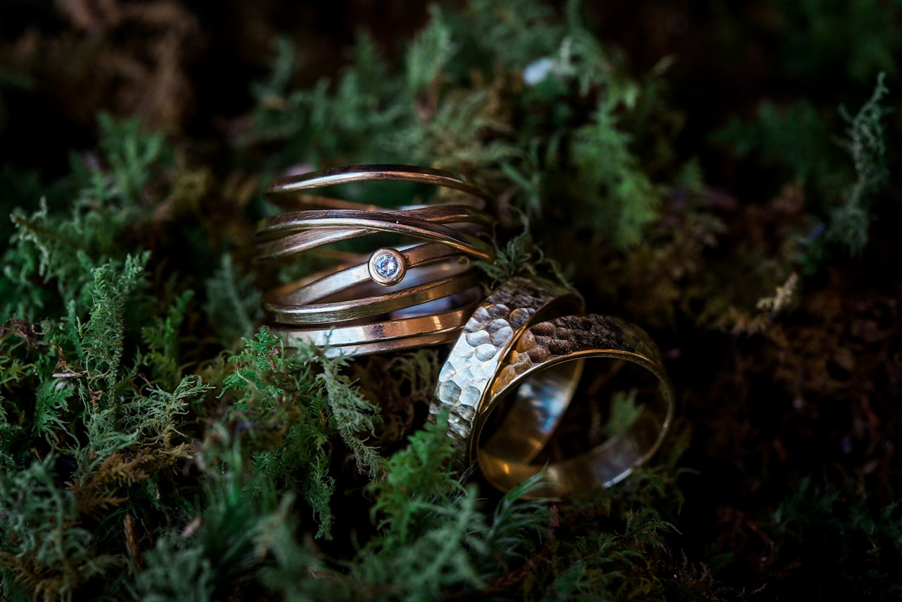 Unique wedding ring detail shot