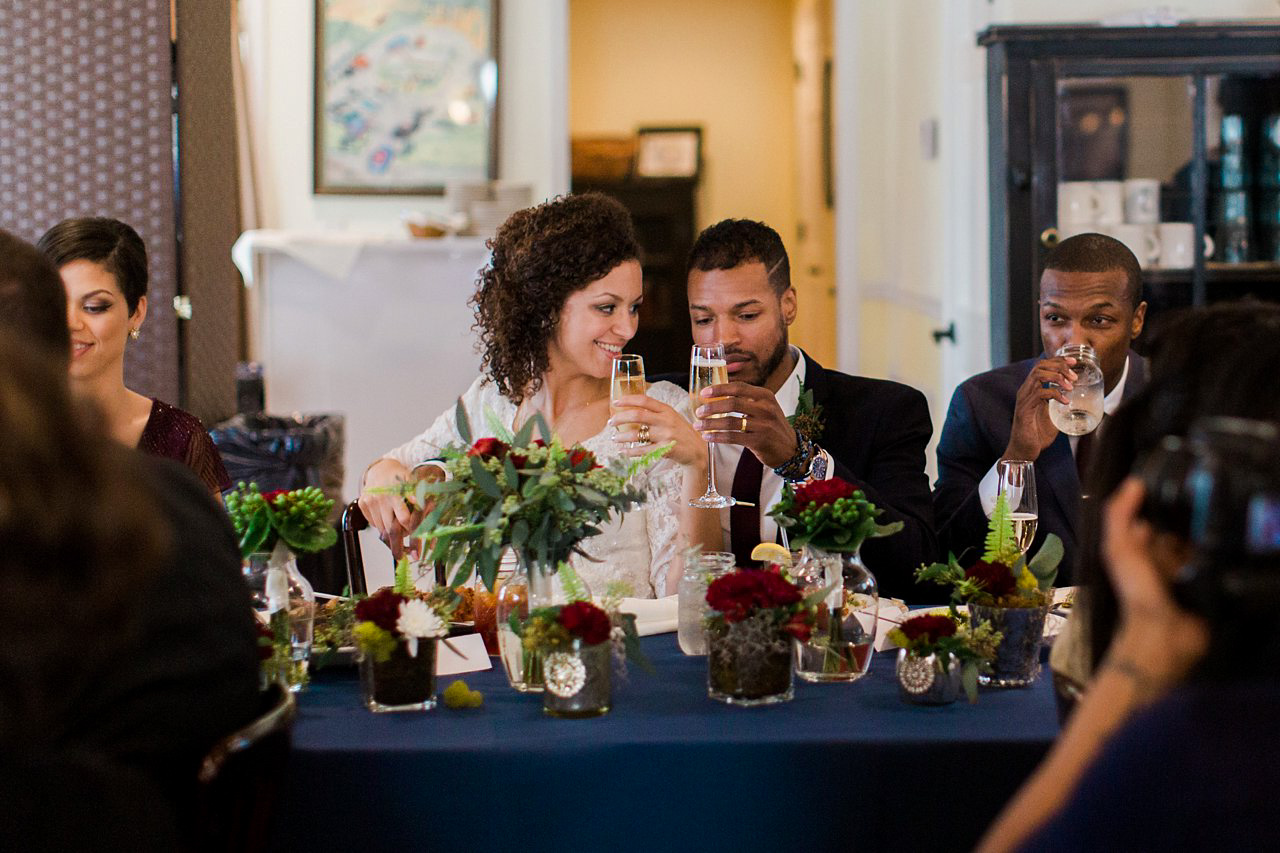 Bride and groom toast at Loveless Cafe wedding