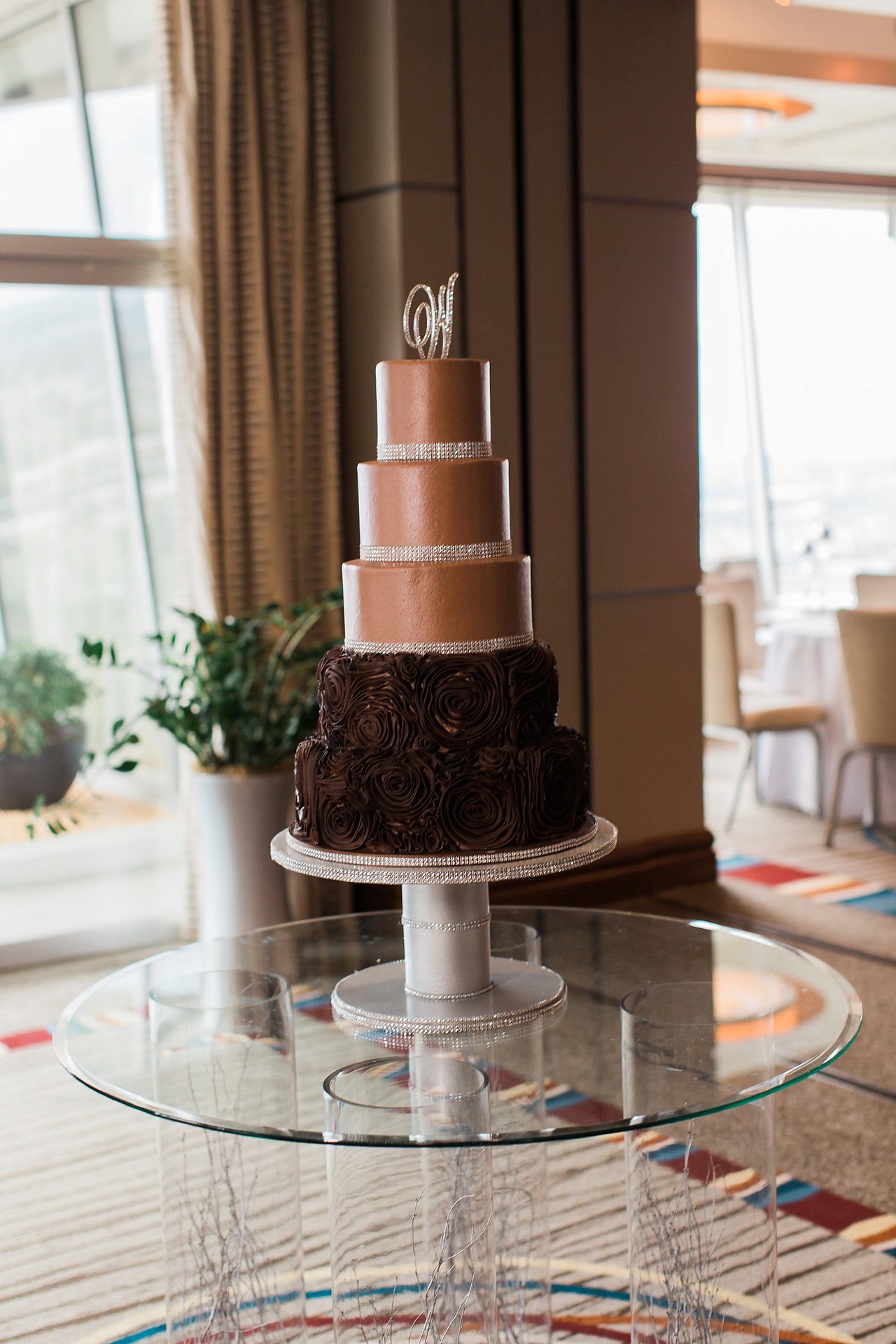 Five tier chocolate wedding cake
