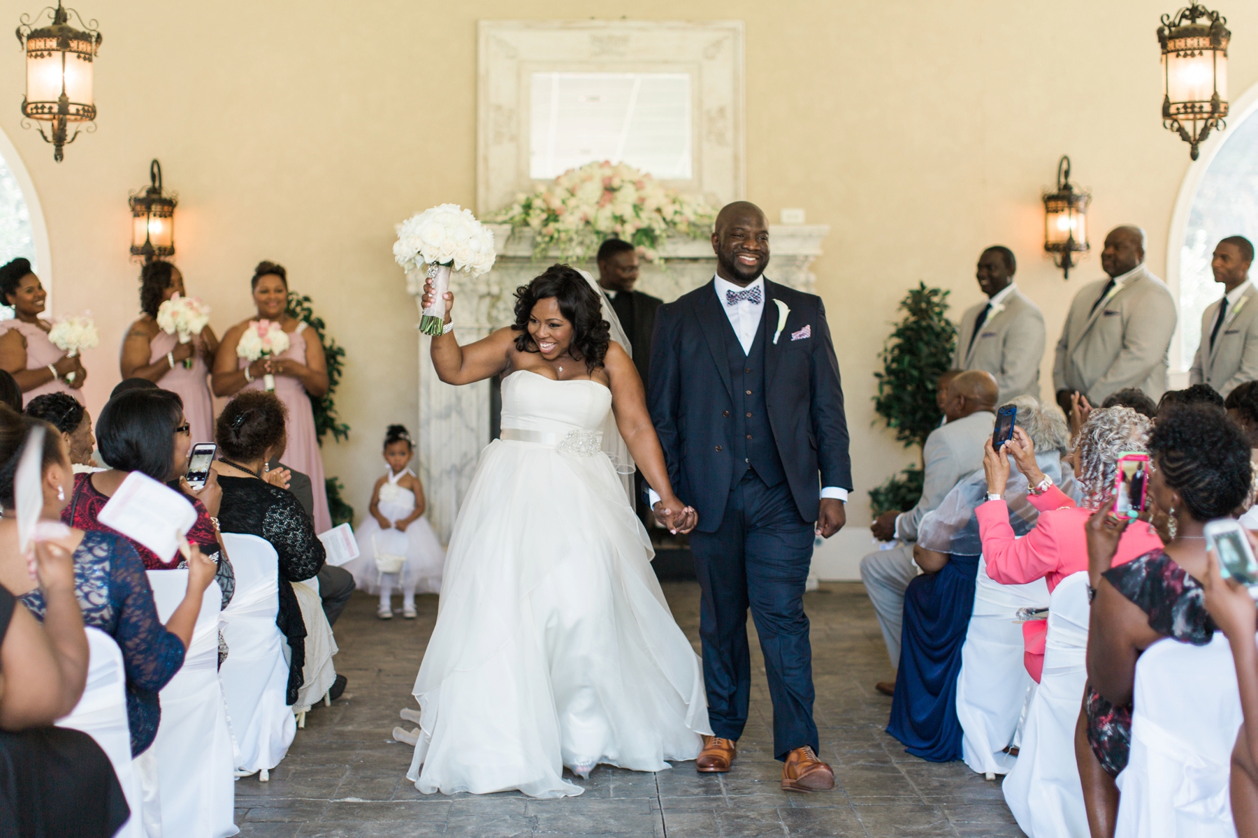 African american bride and groom marry at Matthews Manor