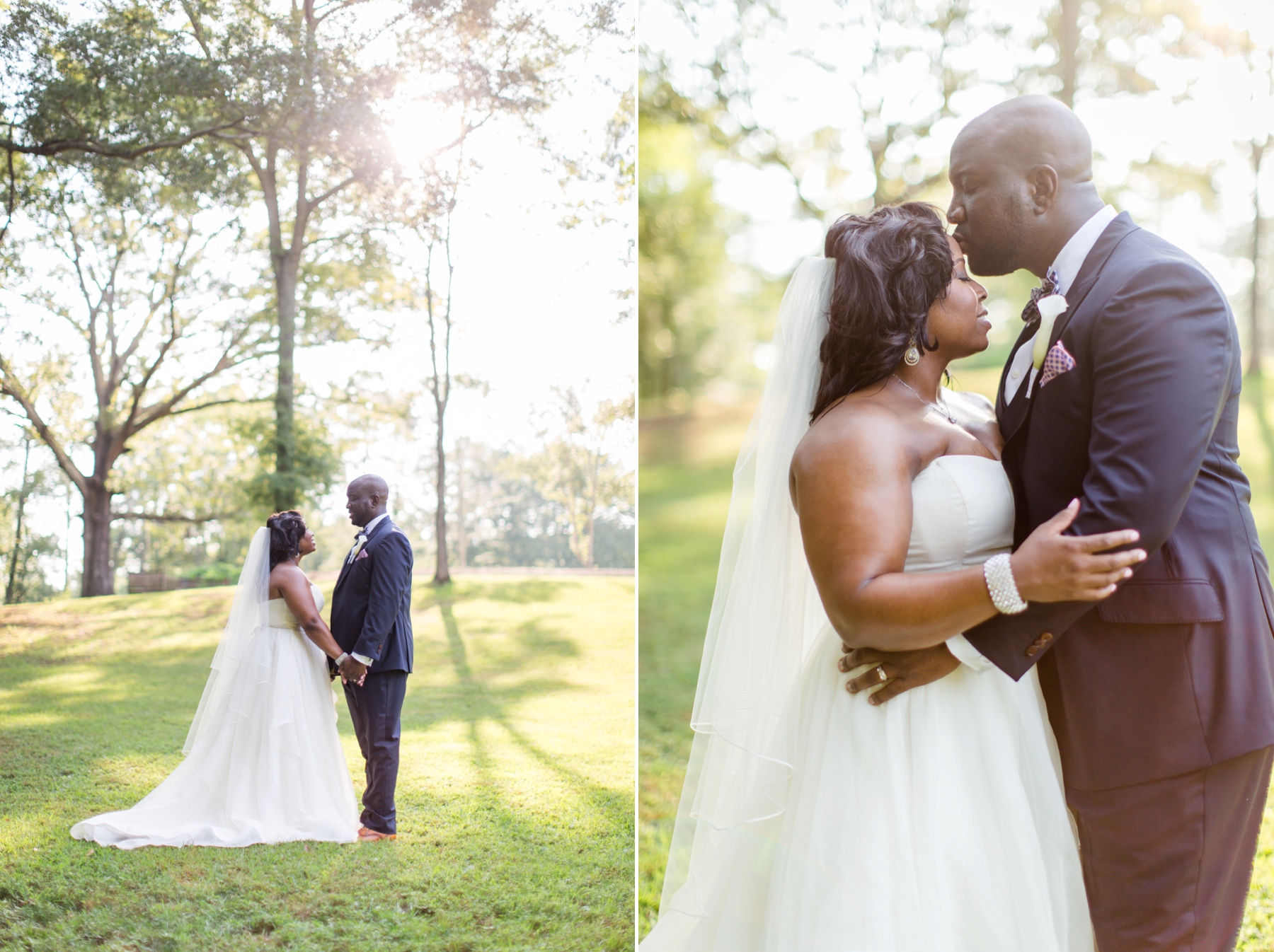 African American bride and groom marry at Matthews Manor