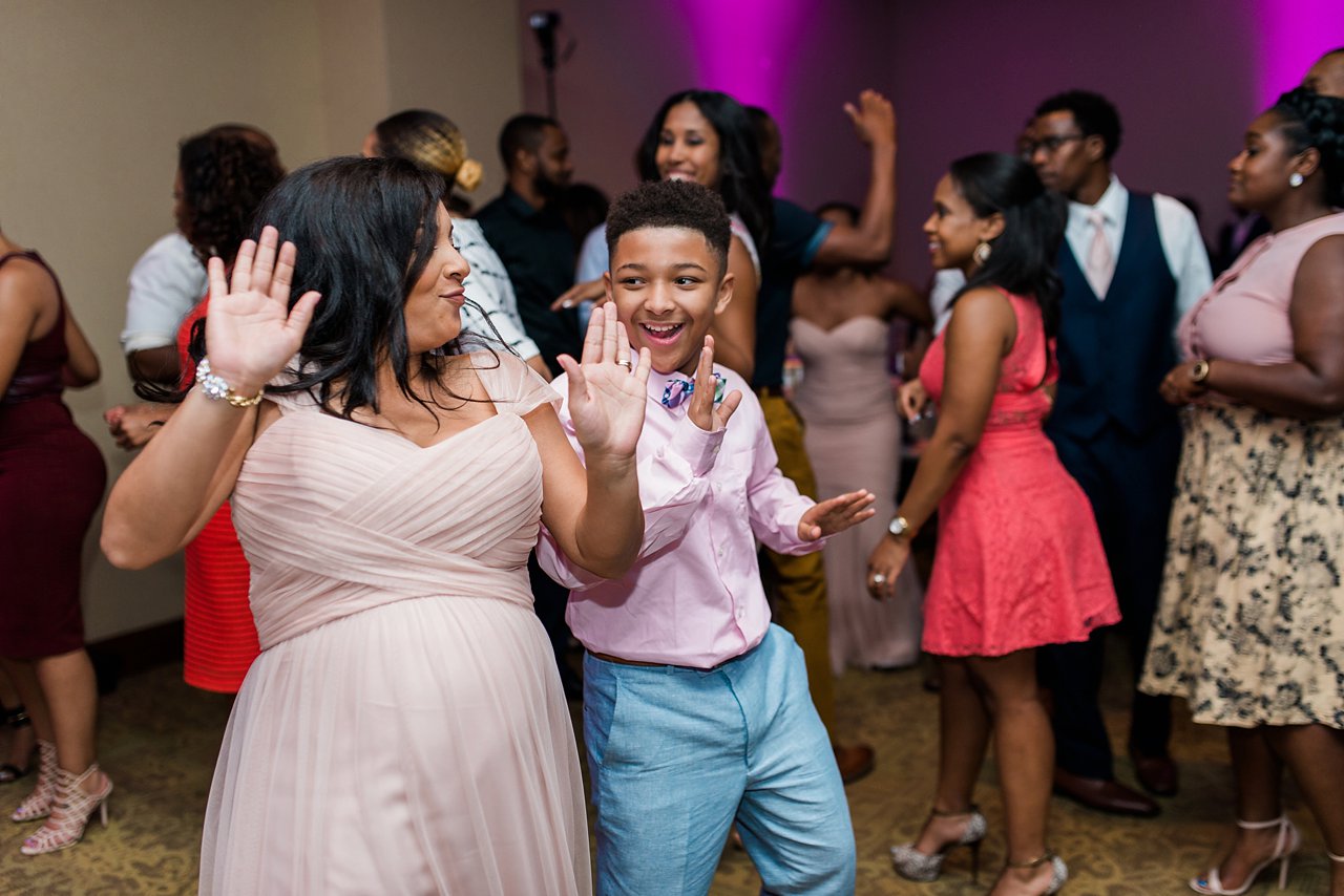 Mother and son dancing at wedding reception