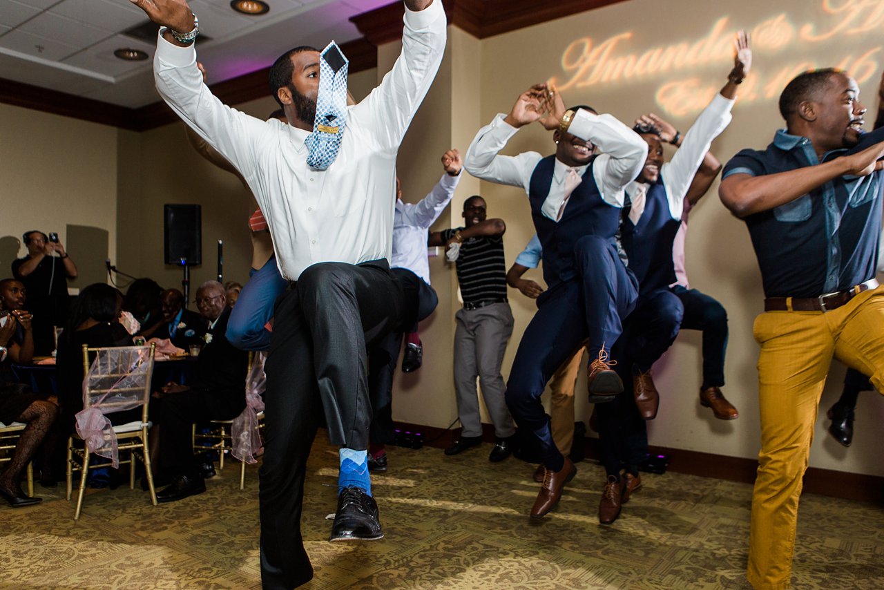 Omega Psi Phi Fraternity dancing on wedding day